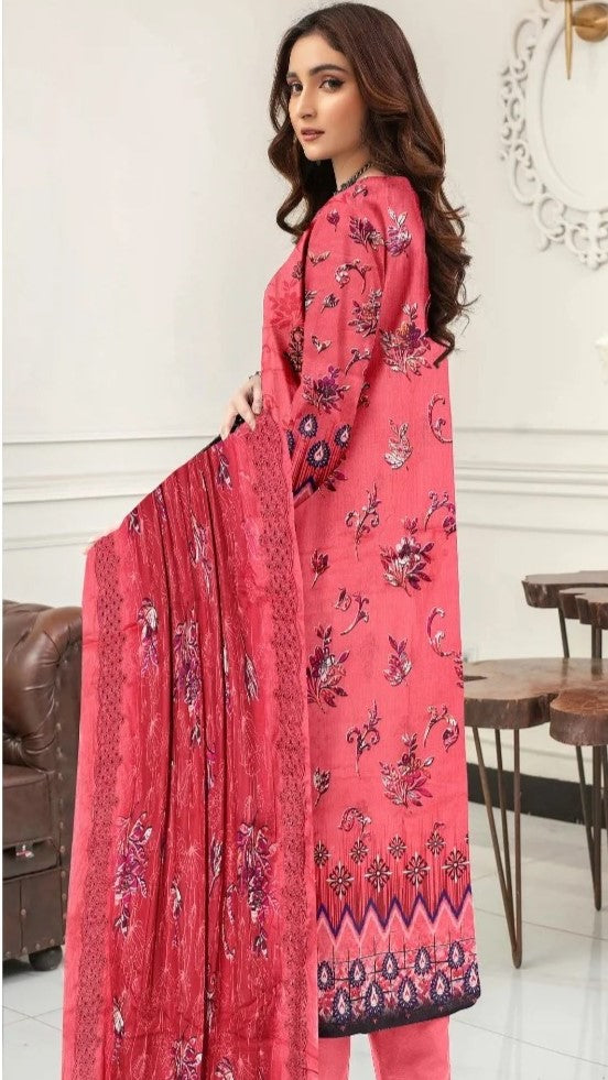 Digital Lawn With Diamond Slub Shiffly Boring Dupatta,MA.