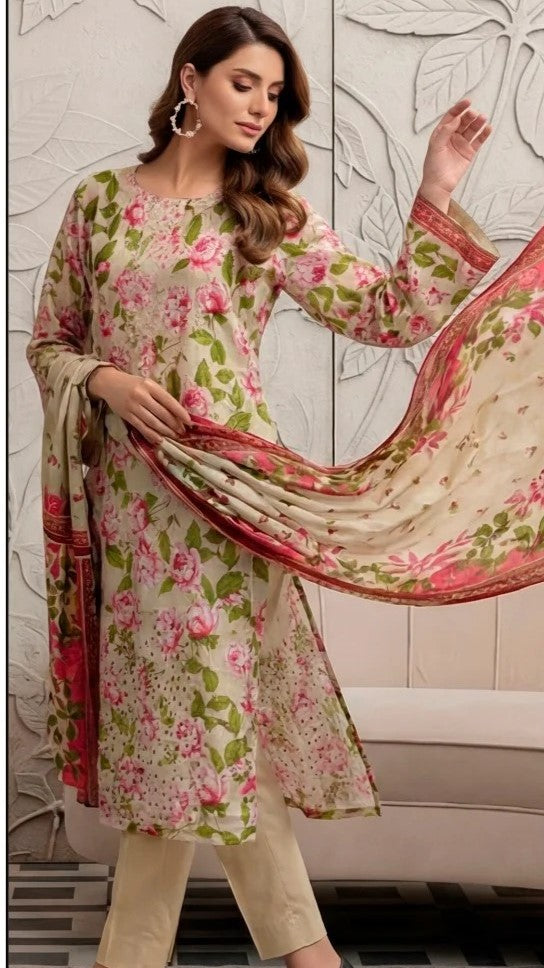 Lawn Shirt Panel Embroidery With Boring Work. MA