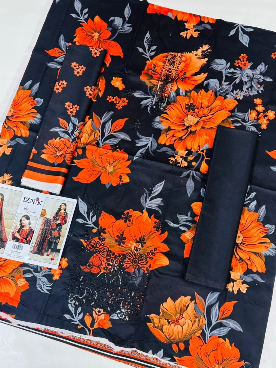 Lawn Shirt Panel Embroidery With Boring Work. MA