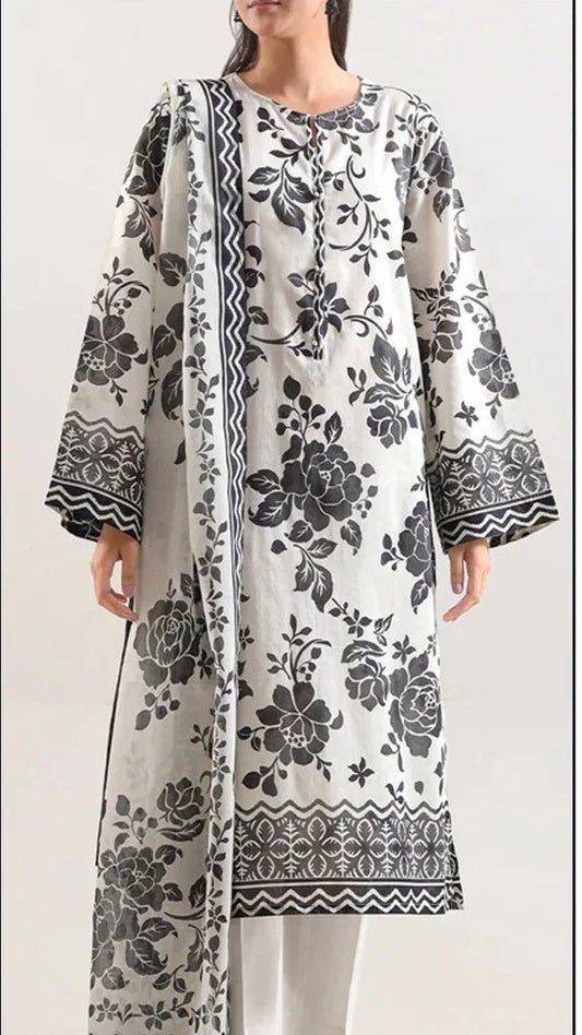 Lawn Shirt Panel Embroidery With Boring Work. MA