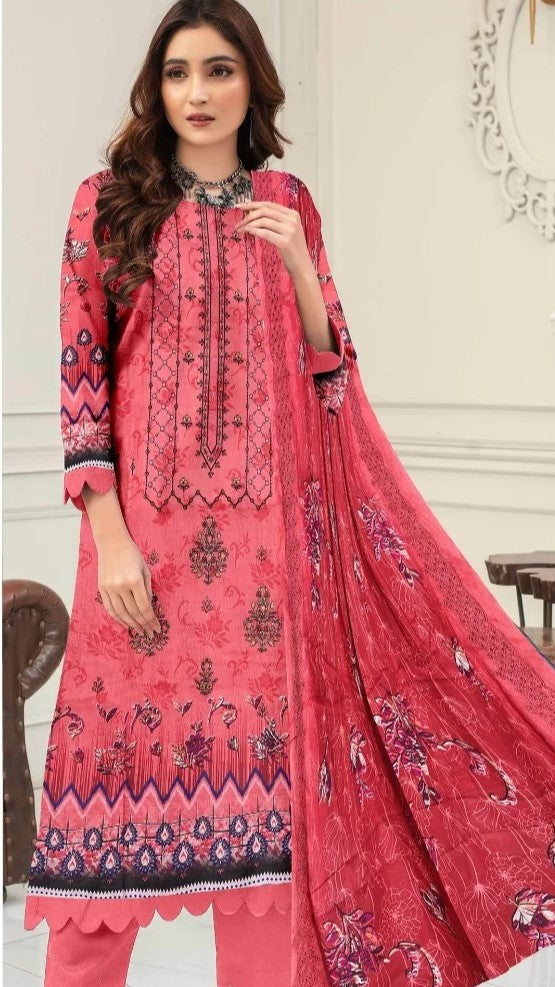 Digital Lawn With Diamond Slub Shiffly Boring Dupatta,MA.