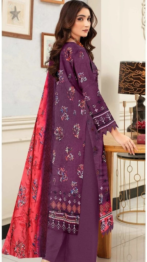 Digital Lawn With Diamond Slub Shiffly Boring Dupatta,MA.