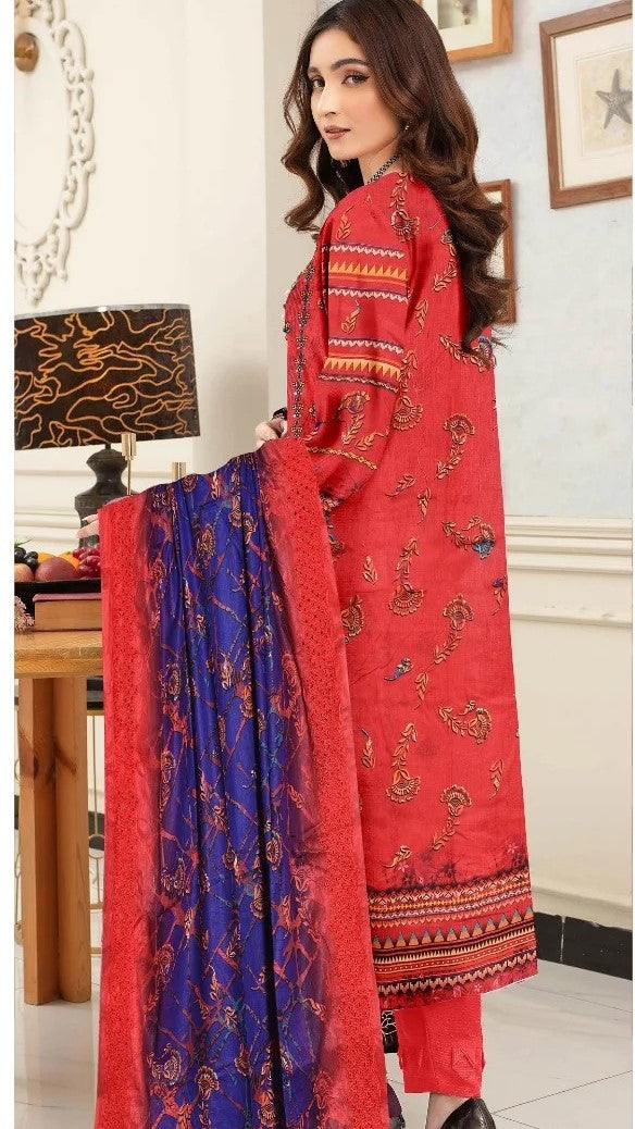 Digital Lawn With Diamond Slub Shiffly Boring Dupatta,MA.