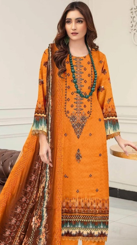 Digital Lawn With Diamond Slub Shiffly Boring Dupatta,MA.