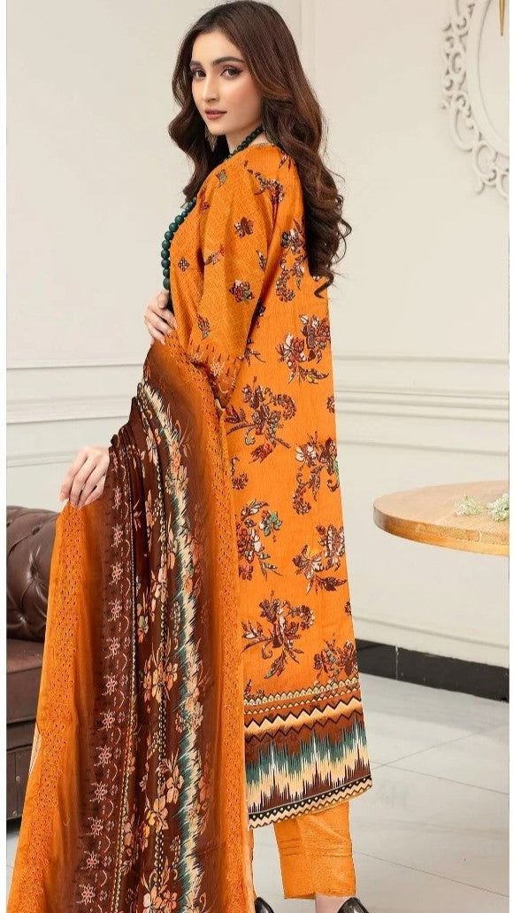 Digital Lawn With Diamond Slub Shiffly Boring Dupatta,MA.